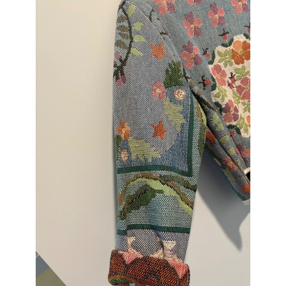 VTG Claire Murray Silverado Floral Tapestry Blanket Jacket Adult Large USA - Picture 3 of 8